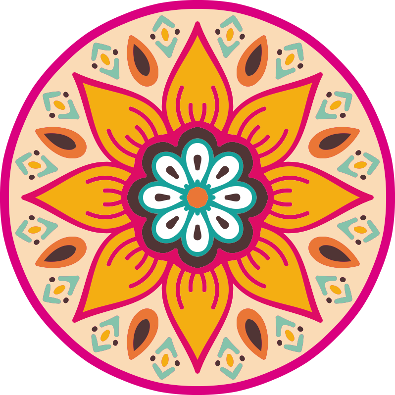 Splendido tappeto rotondo in vinile con mandala a fiori - TenStickers