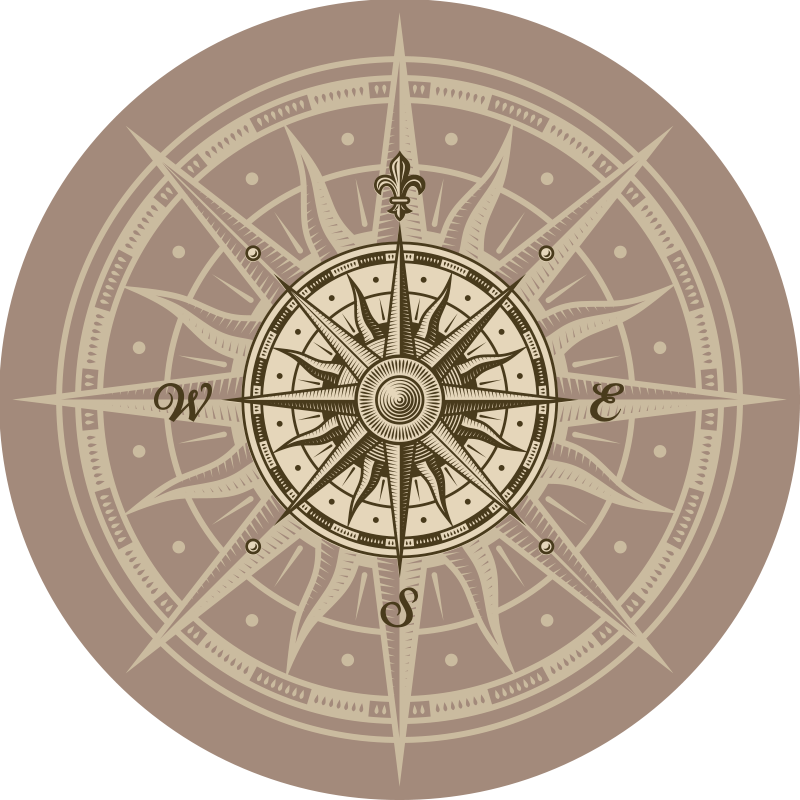 Tappeto in vinile vintage bussola d'epoca - TenStickers