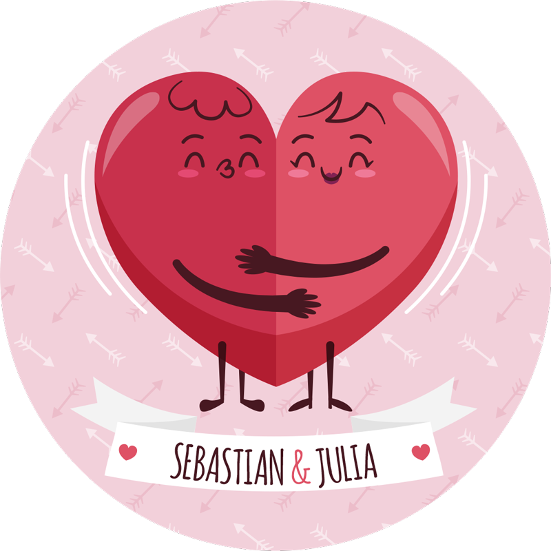 Tappeto vinile con nome illustrazione cuore personalizzata - TenStickers