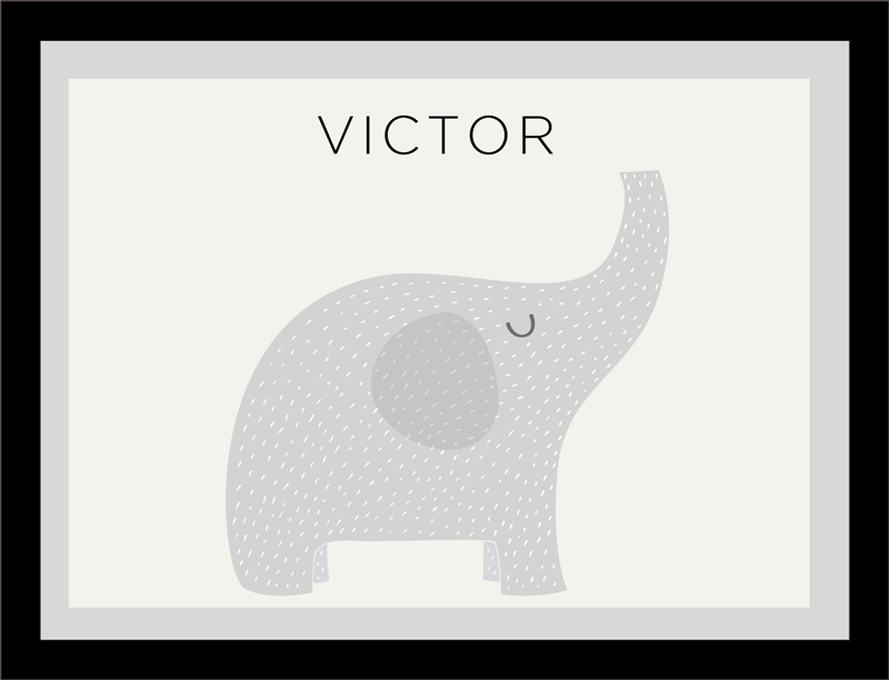 Tappeto vinile con nome elefante personalizzato - TenStickers