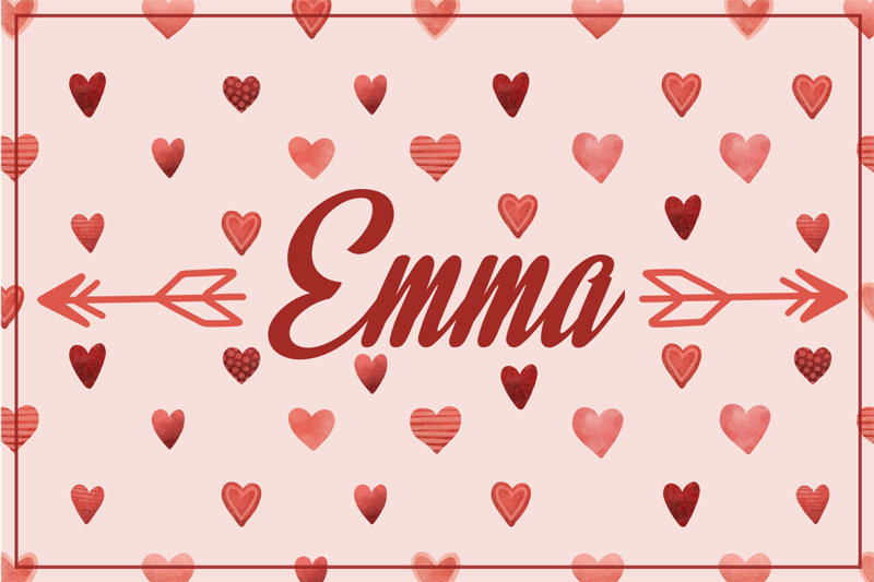 Tappeto vinile con nome tema cuore personalizzato - TenStickers