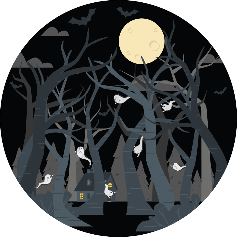 Tappeto vinile Halloween scena spettrale della foresta - TenStickers