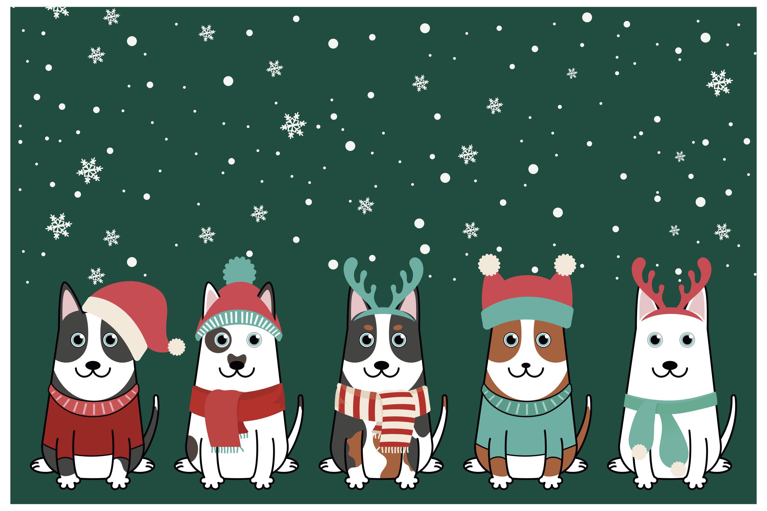 Tappeto Vinile Natale ensemble di cani festivi - TenStickers