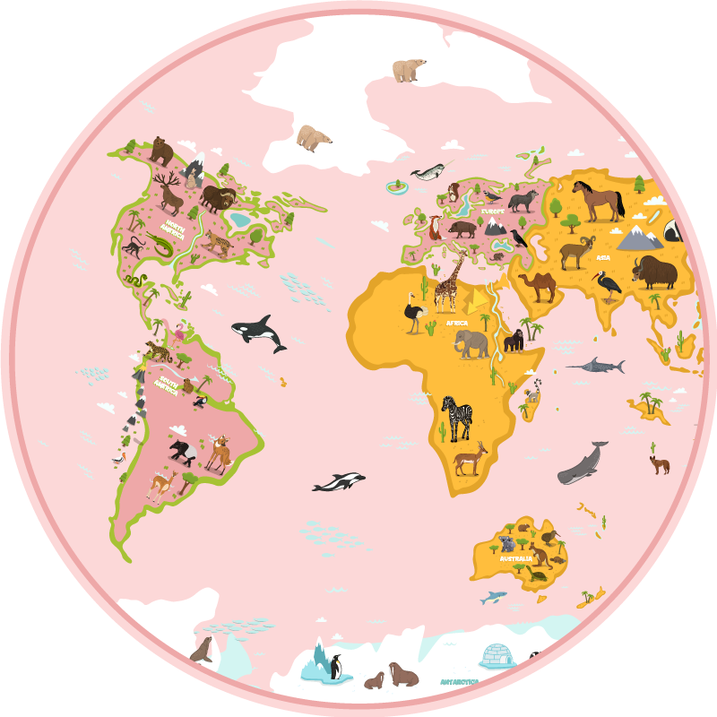Tappeto vinile mappamondo cartografia educativa - TenStickers