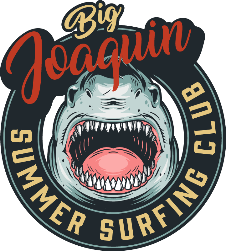 Tappeto vinile con nome emblema del surf dello squalo - TenStickers