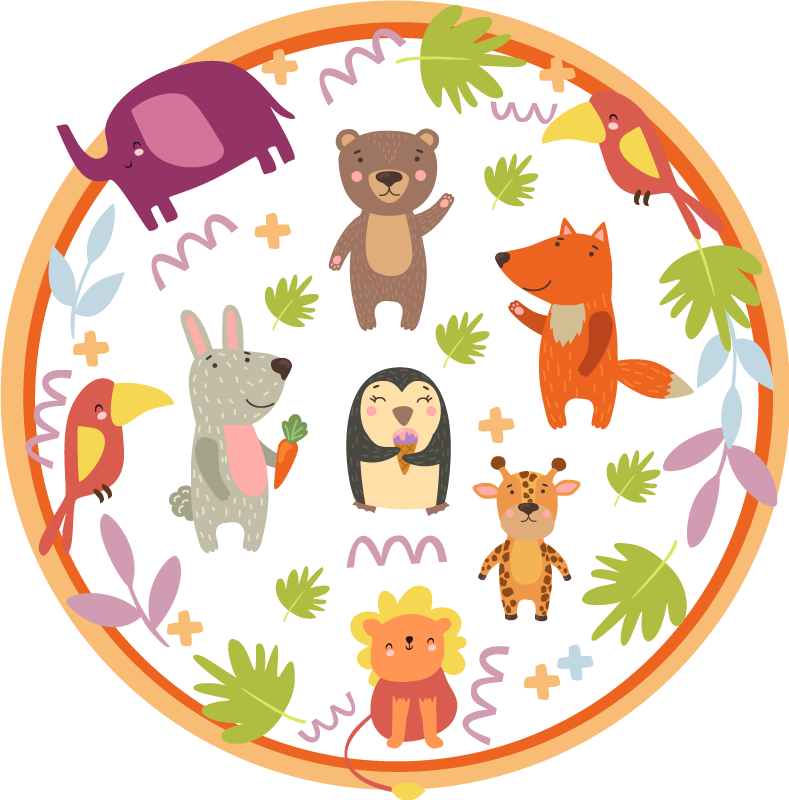 Tappeto vinile per bambini safari circolare nella giungla - TenStickers