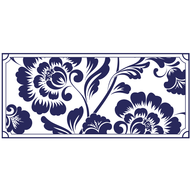 Tappeto vinile fiori motivo floreale blu navy - TenStickers