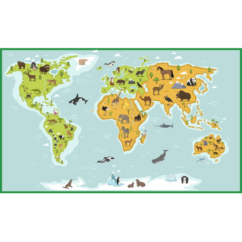 Tappeto vinile mappamondo esplorazione cartografica - TenStickers