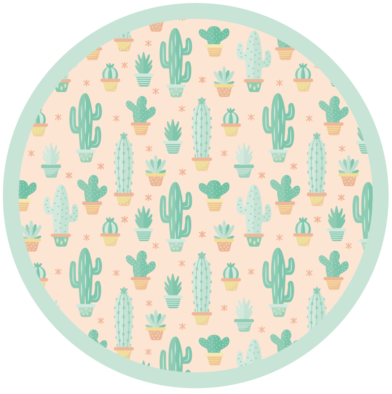 Tappeto vinile per bambini motivo circolare di cactus - TenStickers