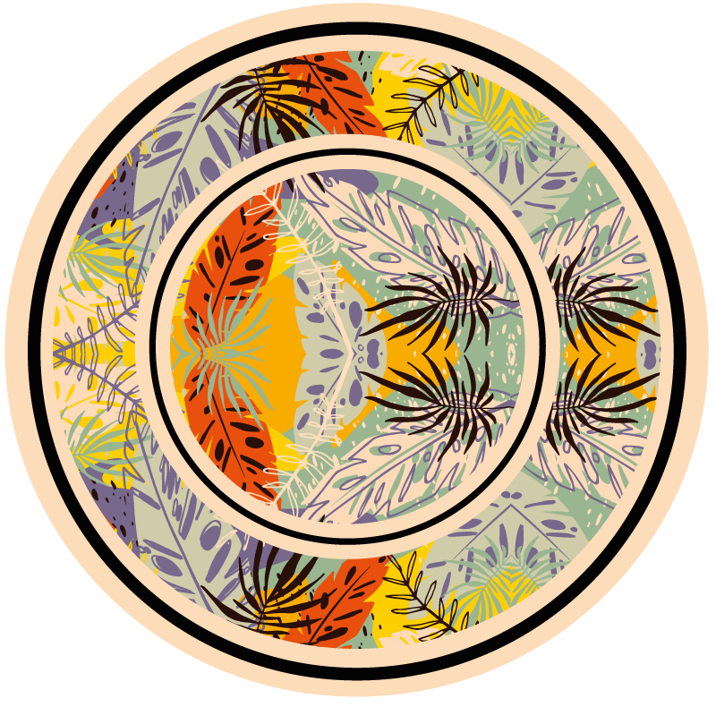 Tappeto vinile fiori motivo circolare botanico - TenStickers