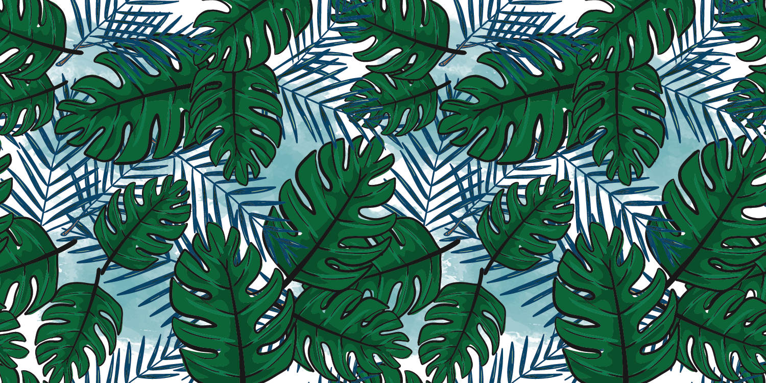 Tappeto in vinile per bagno modello di monstera tropicale - TenStickers