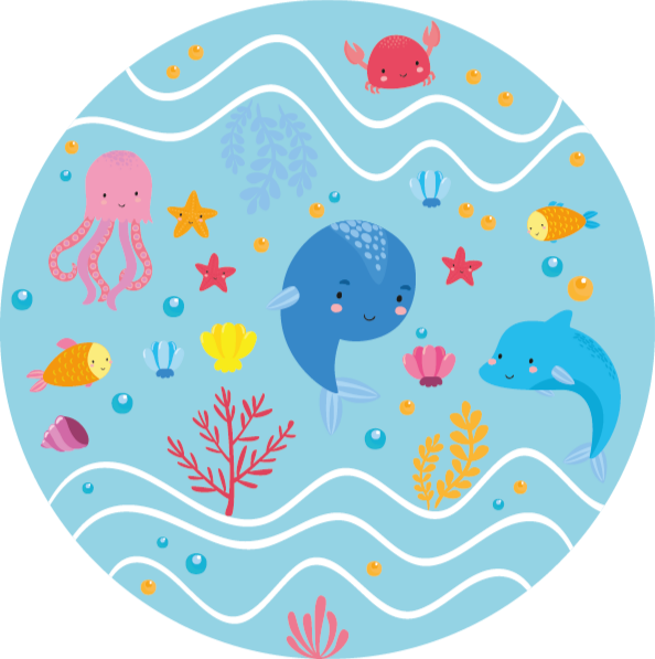 Tappeto vinile per bambini amici oceanici - TenStickers