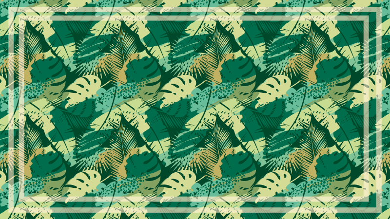 Tappeto vinile fiori schiera di foglie tropicali - TenStickers