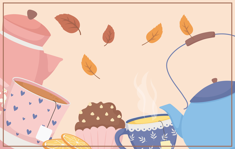 Tappeto vinile fiori illustrazione dell'ora del tè - TenStickers