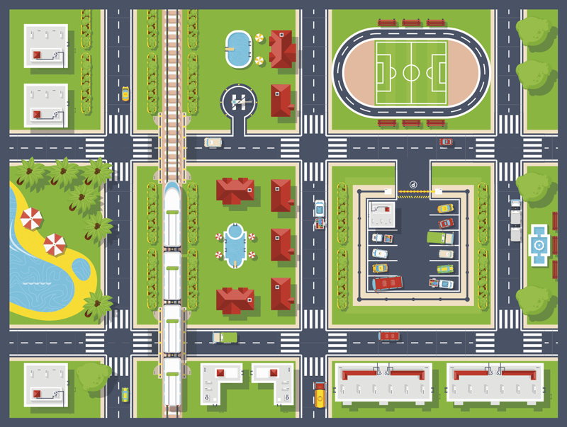 Tappeto in vinile strade Tappeto in vinile per bambini city - TenStickers