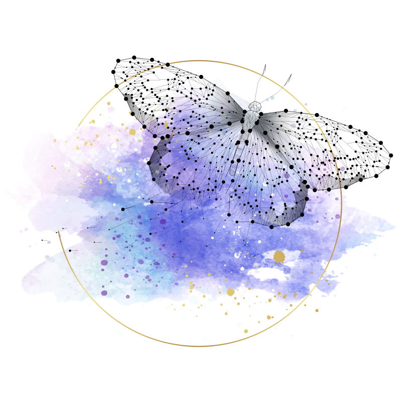 Tappeto vinile fiori acquerello di farfalla - TenStickers