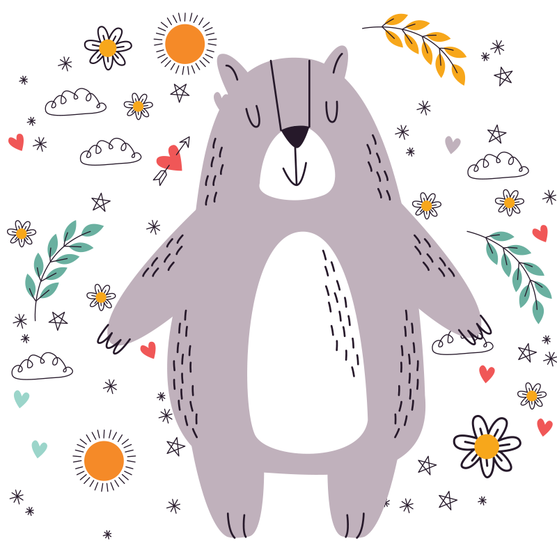 Tappeto vinile per bambini illustrazione di orso stravagante - TenStickers