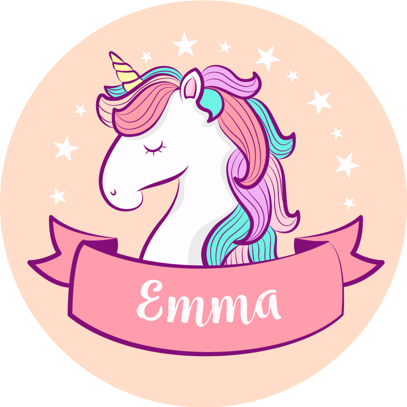 Tappeto vinile con nome unicorno personalizzato - TenStickers