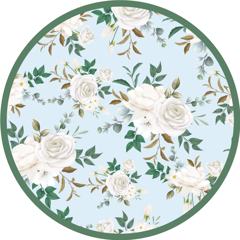 Tappeto vinile fiori composizione circolare floreale - TenStickers