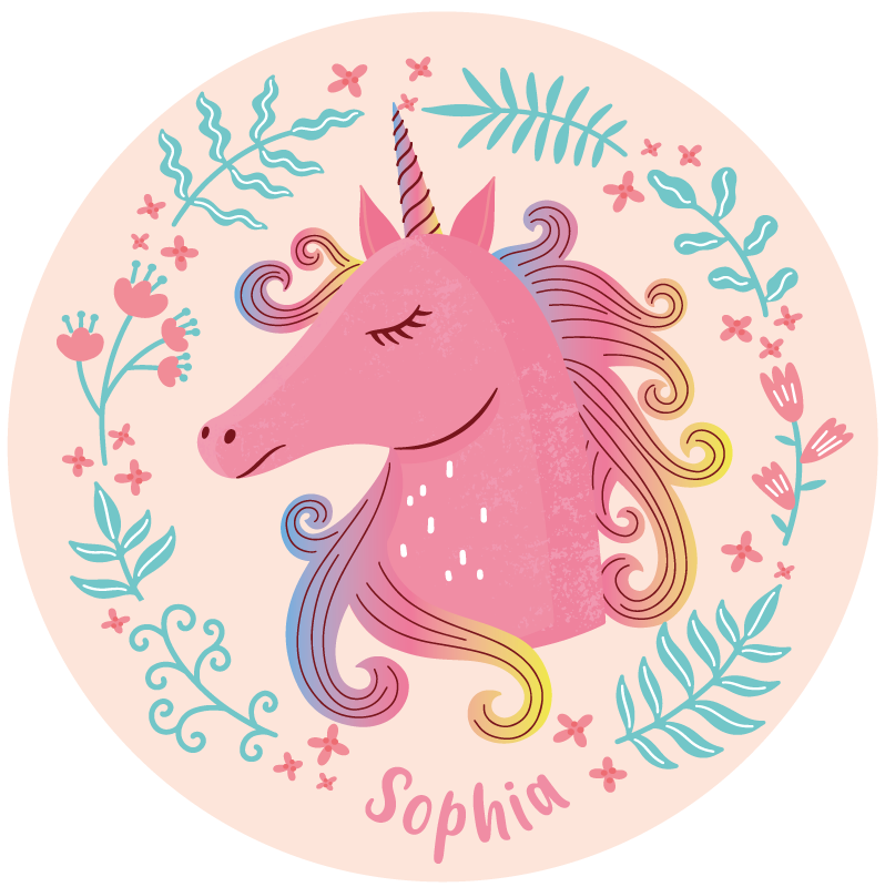Tappeto vinile con nome fiaba dell'unicorno - TenStickers