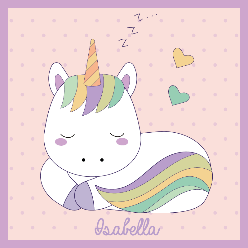 Tappeto vinile con nome unicorno assonnato - TenStickers