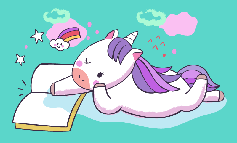 Tappeto vinile per bambini leggere l'unicorno - TenStickers