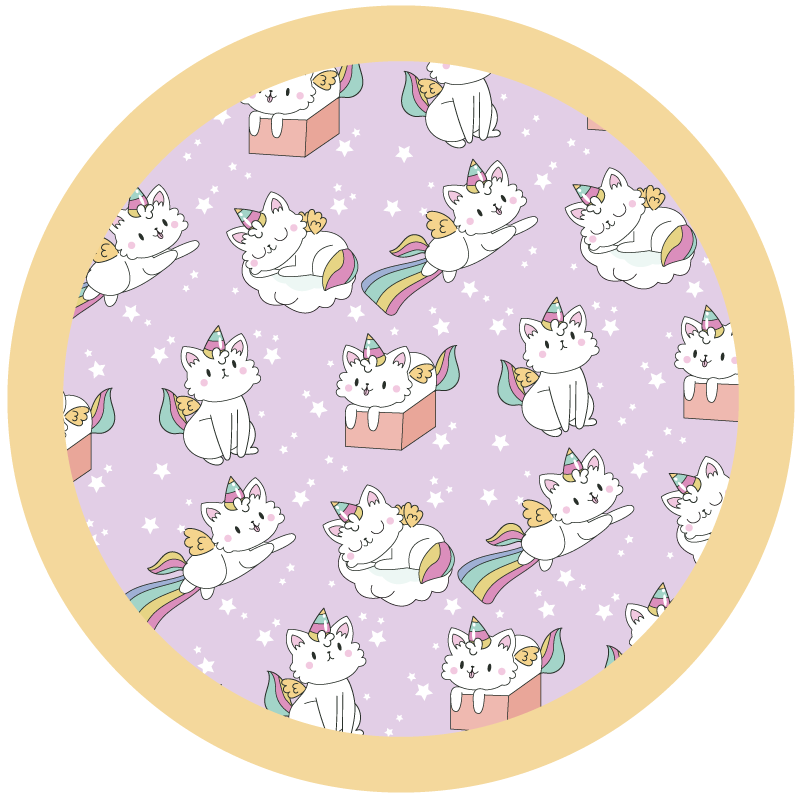 Tappeto vinile per bambini avventura di gatti unicorno - TenStickers