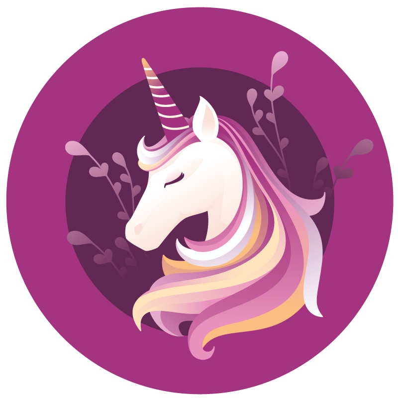 Tappeto vinile per bambini motivo circolare di unicorno - TenStickers