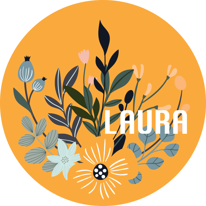 Tappeto vinile con nome emblema floreale personalizzato - TenStickers