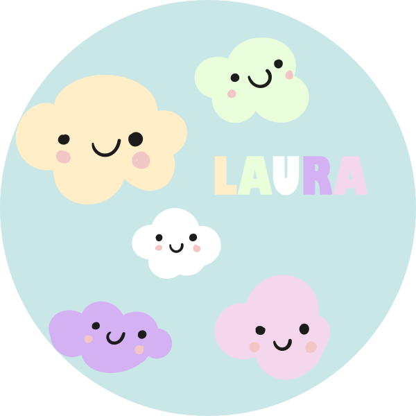 Tappeto vinile con nome nuvole personalizzabili - TenStickers