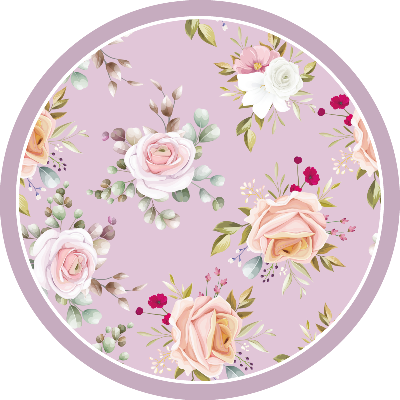 Tappeto vinile fiori eleganza del cerchio floreale - TenStickers