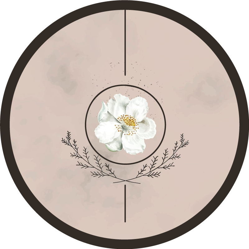 Tappeto vinile fiori emblema del cerchio floreale - TenStickers