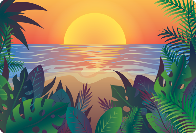 Tappeto vinile natura tramonto tropicale - TenStickers