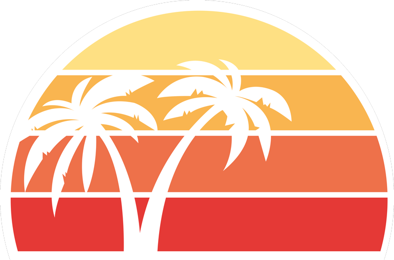 Tappeto vinile natura disegno di palme al tramonto - TenStickers