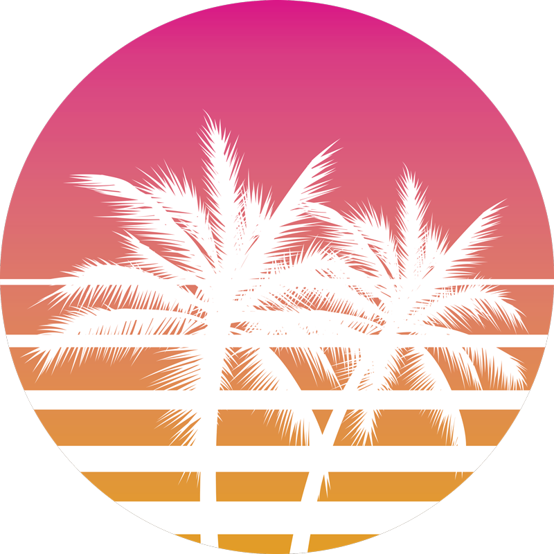Tappeto vinile fiori palme tropicali al tramonto - TenStickers