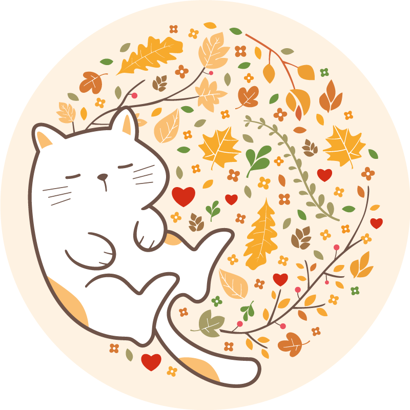 Tappeto vinile per bambini illustrazione del gatto autunnale - TenStickers