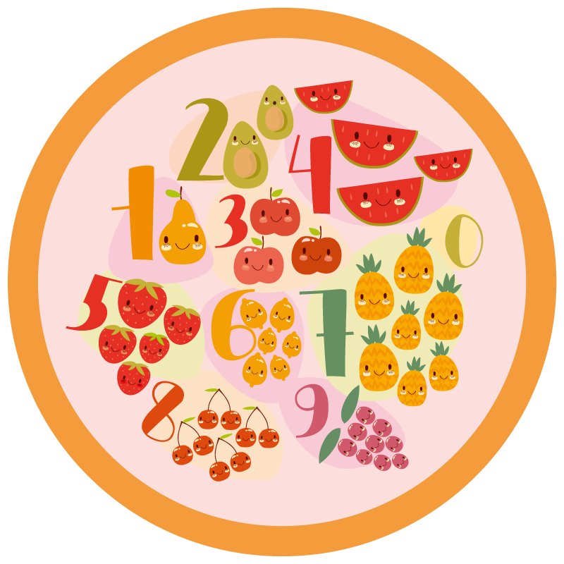 Tappeto vinile giochi cerchio di conteggio fruttato - TenStickers