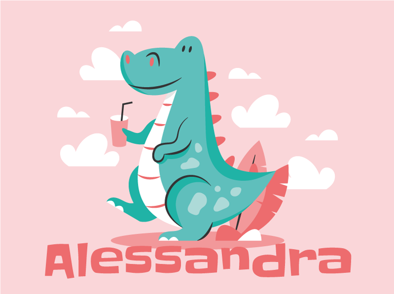 Tappeto vinile con nome drago personalizzato - TenStickers