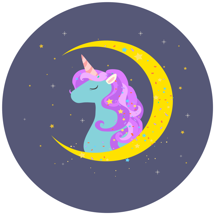 Tappeto vinile per bambini immagine di unicorno a mezzaluna - TenStickers