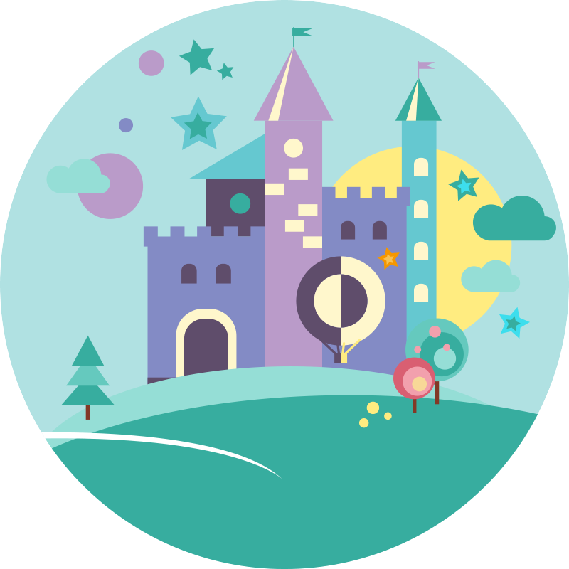 Tappeto vinile per bambini gioco di castelli fantasy - TenStickers