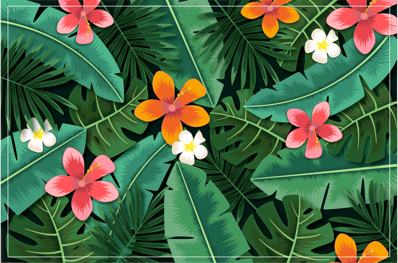 Tappeto vinile fiori ensemble floreale tropicale - TenStickers