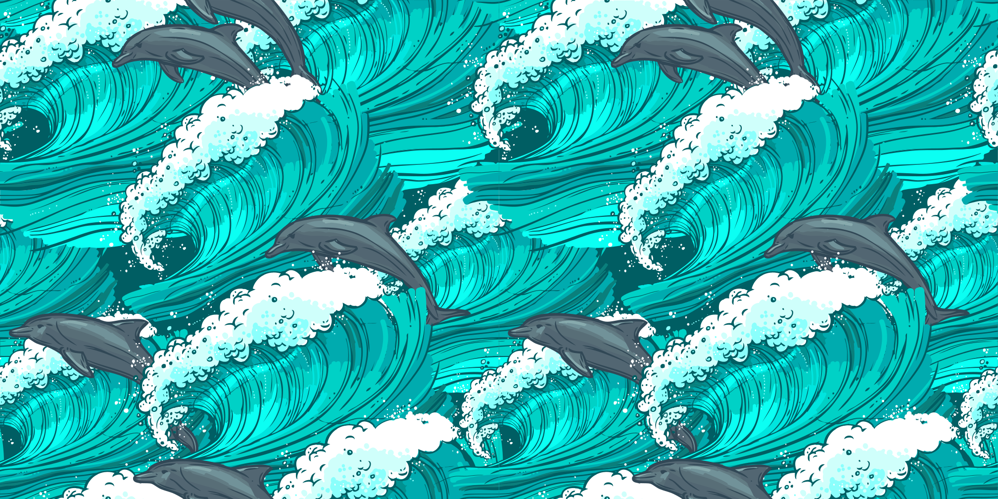 Tappeto vinile animali motivo dell'onda del delfino - TenStickers