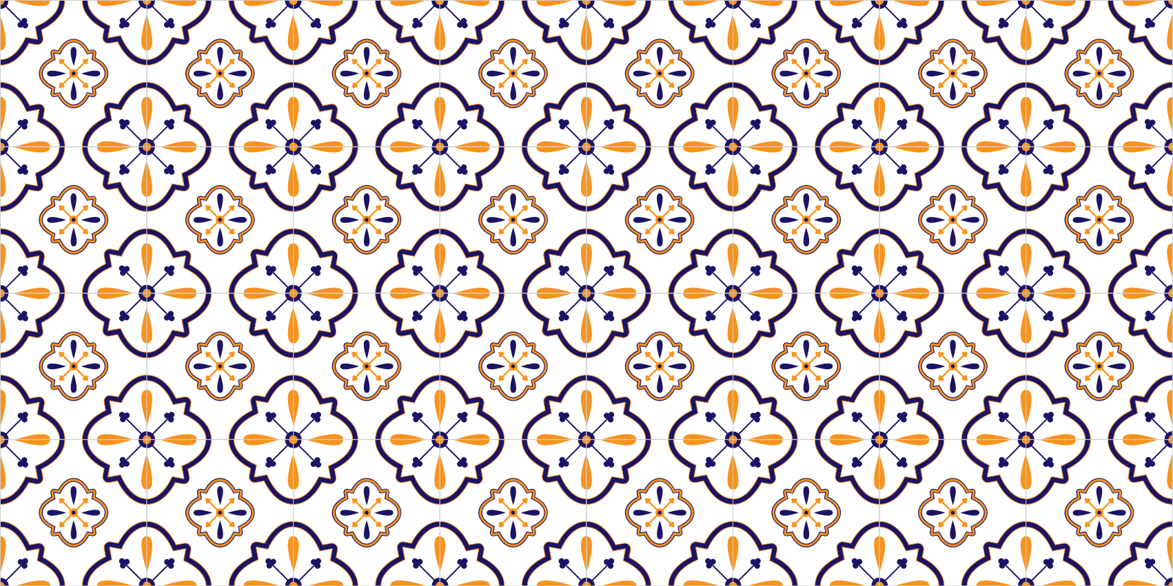 Tappeto PVC cucina replica di piastrelle floreali - TenStickers