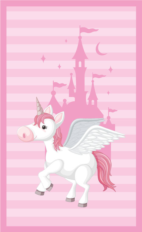 Tappeto vinile per bambini immagini castello unicorno - TenStickers