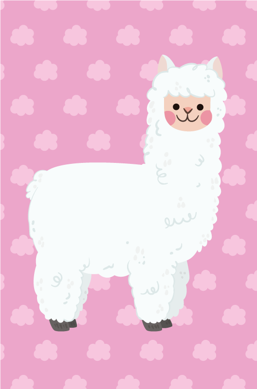 Tappeto vinile bebé illustrazione di lama nuvoloso - TenStickers