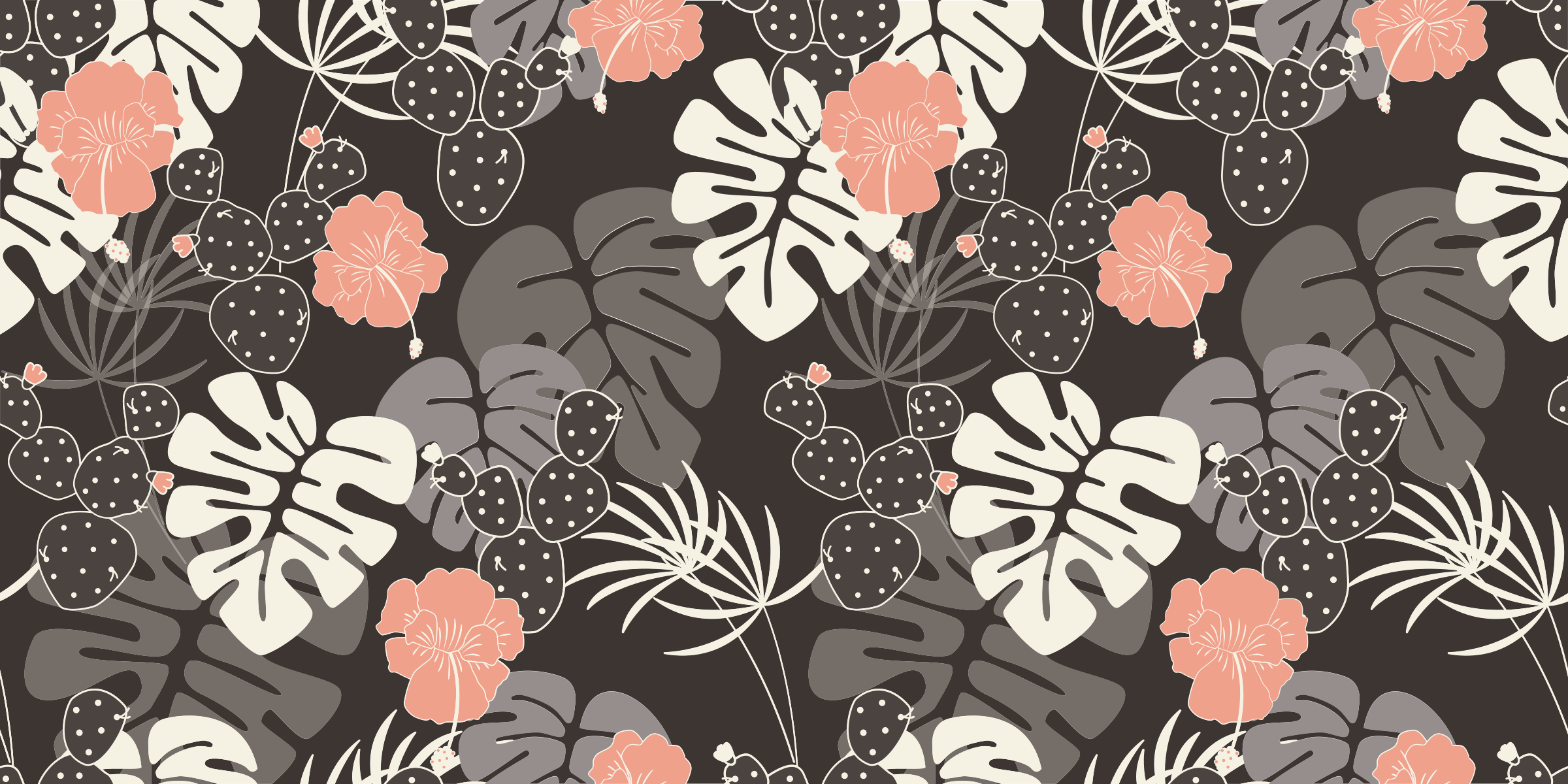 Tappeto vinile fiori design nero tropicale - TenStickers