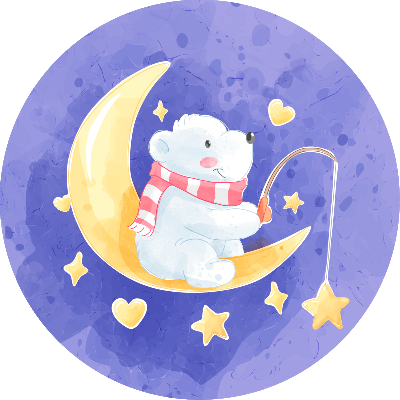 Tappeto vinile bebé cucciolo d'orso illuminato dalla luna - TenStickers