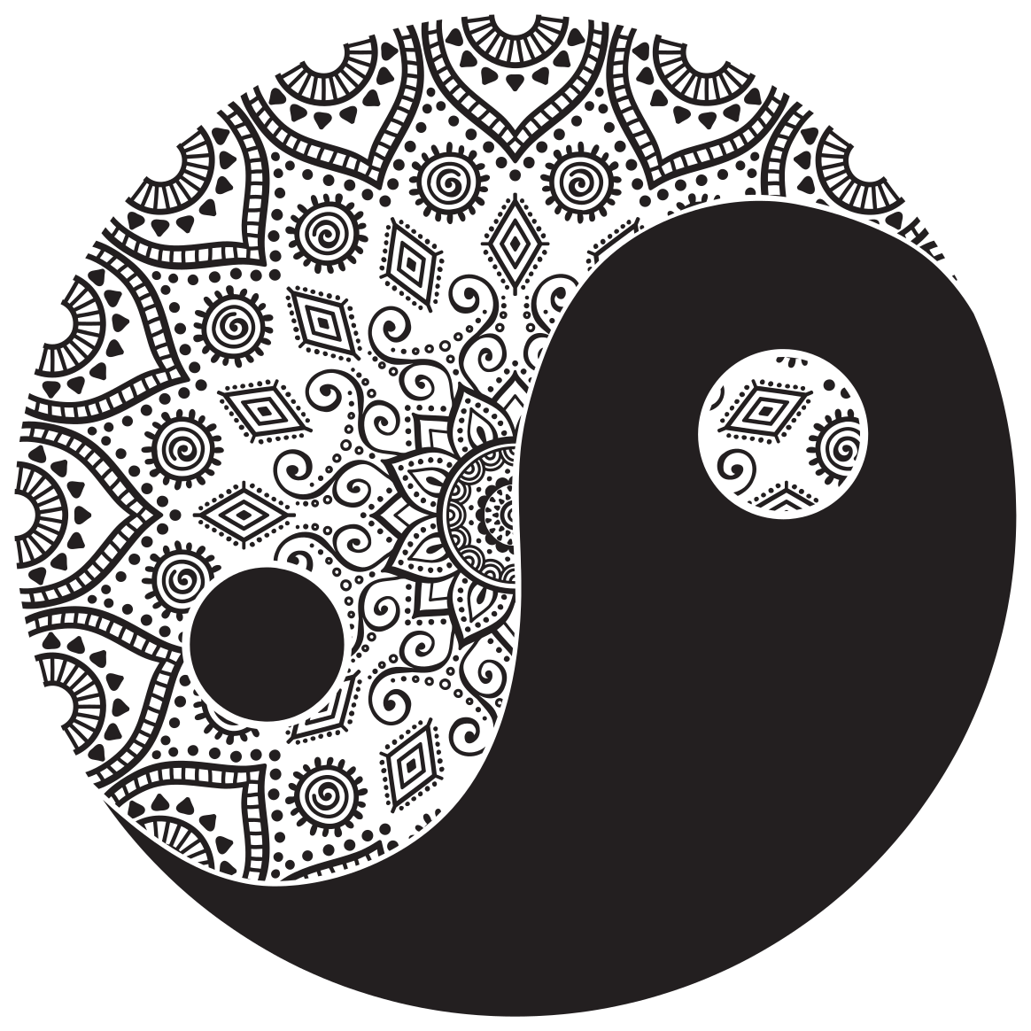 Tappeto vinile Mandala simmetria yin yang - TenStickers