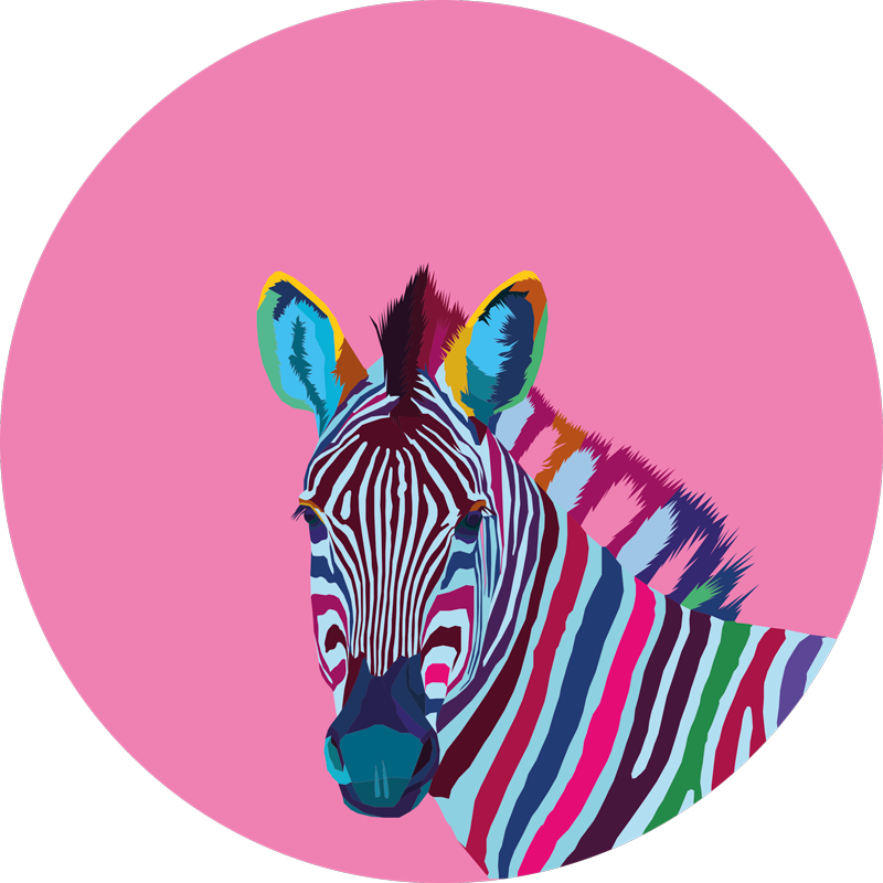 Tappeto vinile animali ritratto di zebra colorata - TenStickers