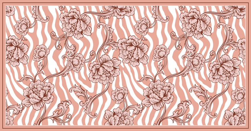 Tappeto vinile camera da letto fusione floreale zebra - TenStickers